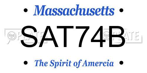 SAT74B Massachusetts License Plate