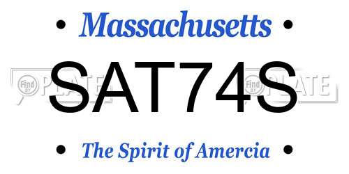 SAT74S Massachusetts License Plate