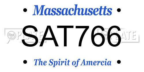 SAT766 Massachusetts License Plate