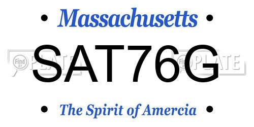 SAT76G Massachusetts License Plate