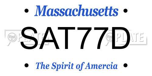 SAT77D Massachusetts License Plate