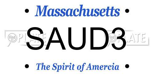 SAUD3 Massachusetts License Plate