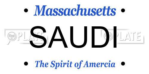 SAUDI Massachusetts License Plate