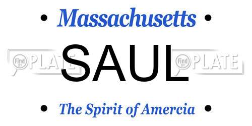 SAUL Massachusetts License Plate