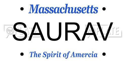 SAURAV Massachusetts License Plate