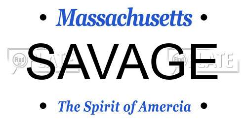SAVAGE Massachusetts License Plate