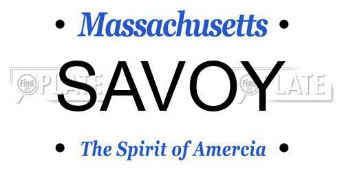 SAVOY Massachusetts License Plate
