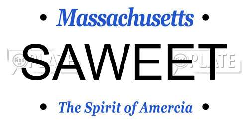 SAWEET Massachusetts License Plate