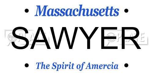 SAWYER Massachusetts License Plate
