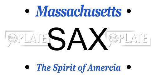 SAX Massachusetts License Plate