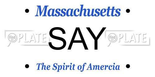 SAY Massachusetts License Plate