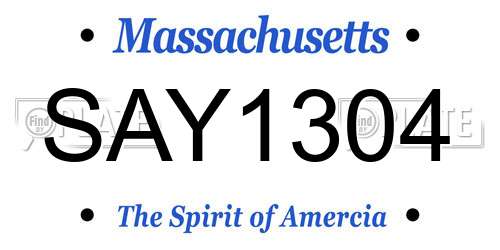 SAY1304 Massachusetts License Plate