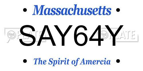 SAY64Y Massachusetts License Plate