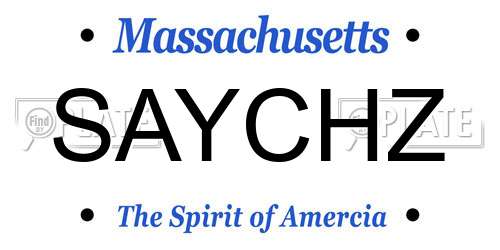 SAYCHZ Massachusetts License Plate