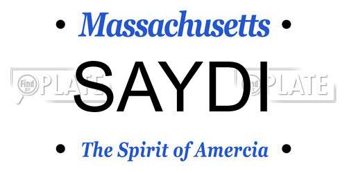 SAYDI Massachusetts License Plate