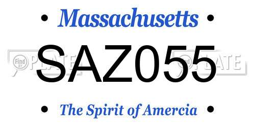 SAZ055 Massachusetts License Plate