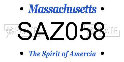 SAZ058 Massachusetts License Plate