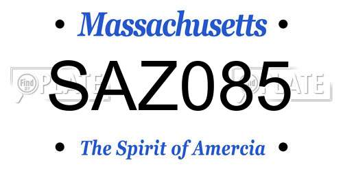 SAZ085 Massachusetts License Plate