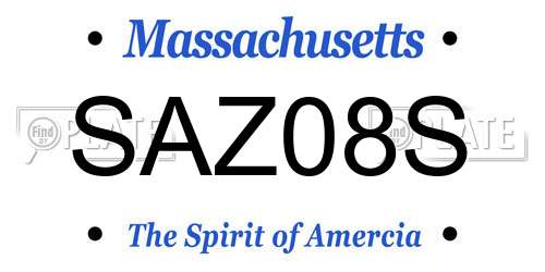SAZ08S Massachusetts License Plate