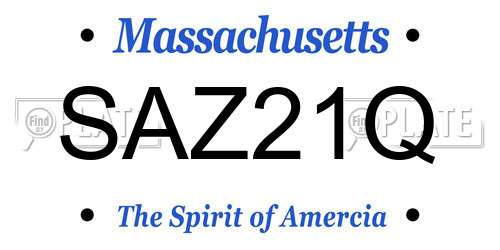 SAZ21Q Massachusetts License Plate