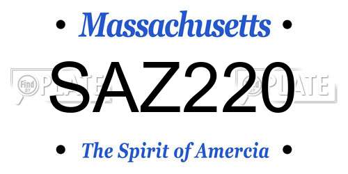SAZ220 Massachusetts License Plate