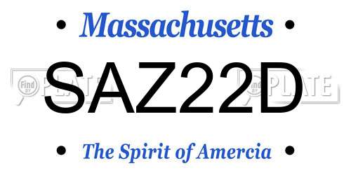SAZ22D Massachusetts License Plate