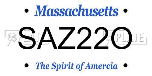 SAZ22O Massachusetts License Plate