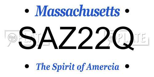 SAZ22Q Massachusetts License Plate
