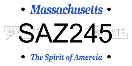 SAZ245 Massachusetts License Plate