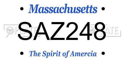 SAZ248 Massachusetts License Plate