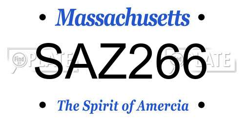 SAZ266 Massachusetts License Plate