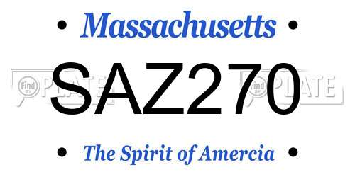 SAZ270 Massachusetts License Plate