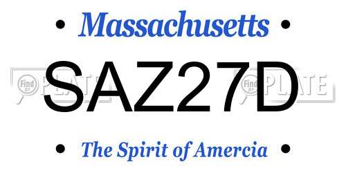 SAZ27D Massachusetts License Plate