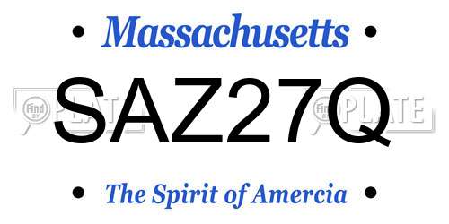 SAZ27Q Massachusetts License Plate
