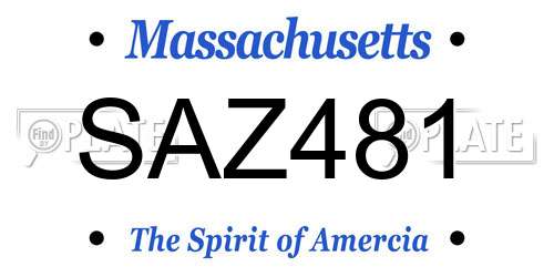 SAZ481 Massachusetts License Plate