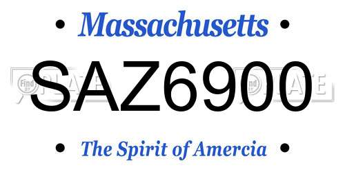 SAZ6900 Massachusetts License Plate