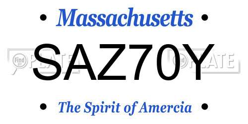 SAZ70Y Massachusetts License Plate