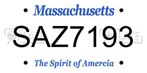 SAZ7193 Massachusetts License Plate