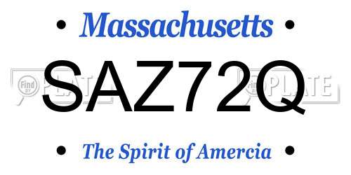 SAZ72Q Massachusetts License Plate