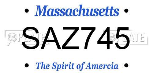 SAZ745 Massachusetts License Plate