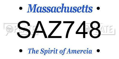SAZ748 Massachusetts License Plate
