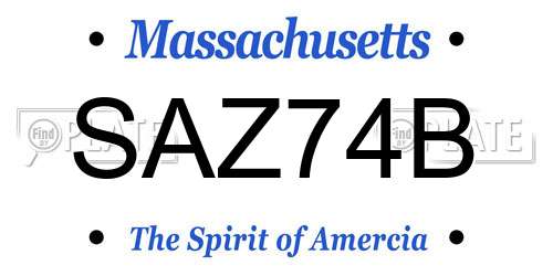 SAZ74B Massachusetts License Plate