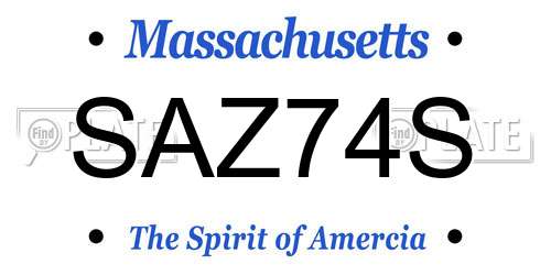 SAZ74S Massachusetts License Plate