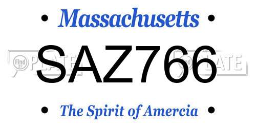 SAZ766 Massachusetts License Plate
