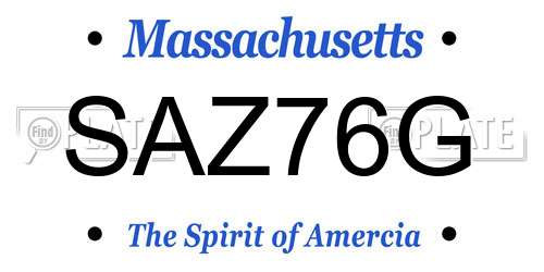 SAZ76G Massachusetts License Plate