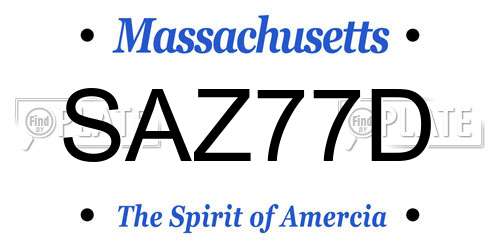 SAZ77D Massachusetts License Plate