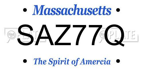 SAZ77Q Massachusetts License Plate