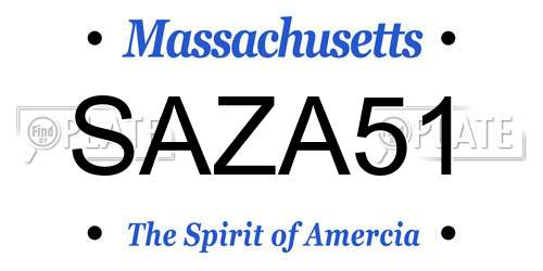 SAZA51 Massachusetts License Plate