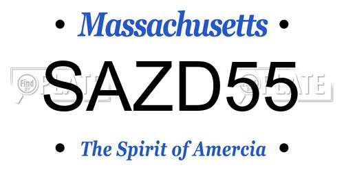 SAZD55 Massachusetts License Plate