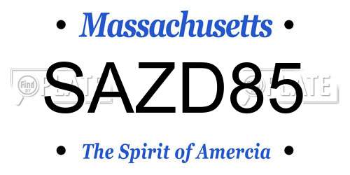 SAZD85 Massachusetts License Plate